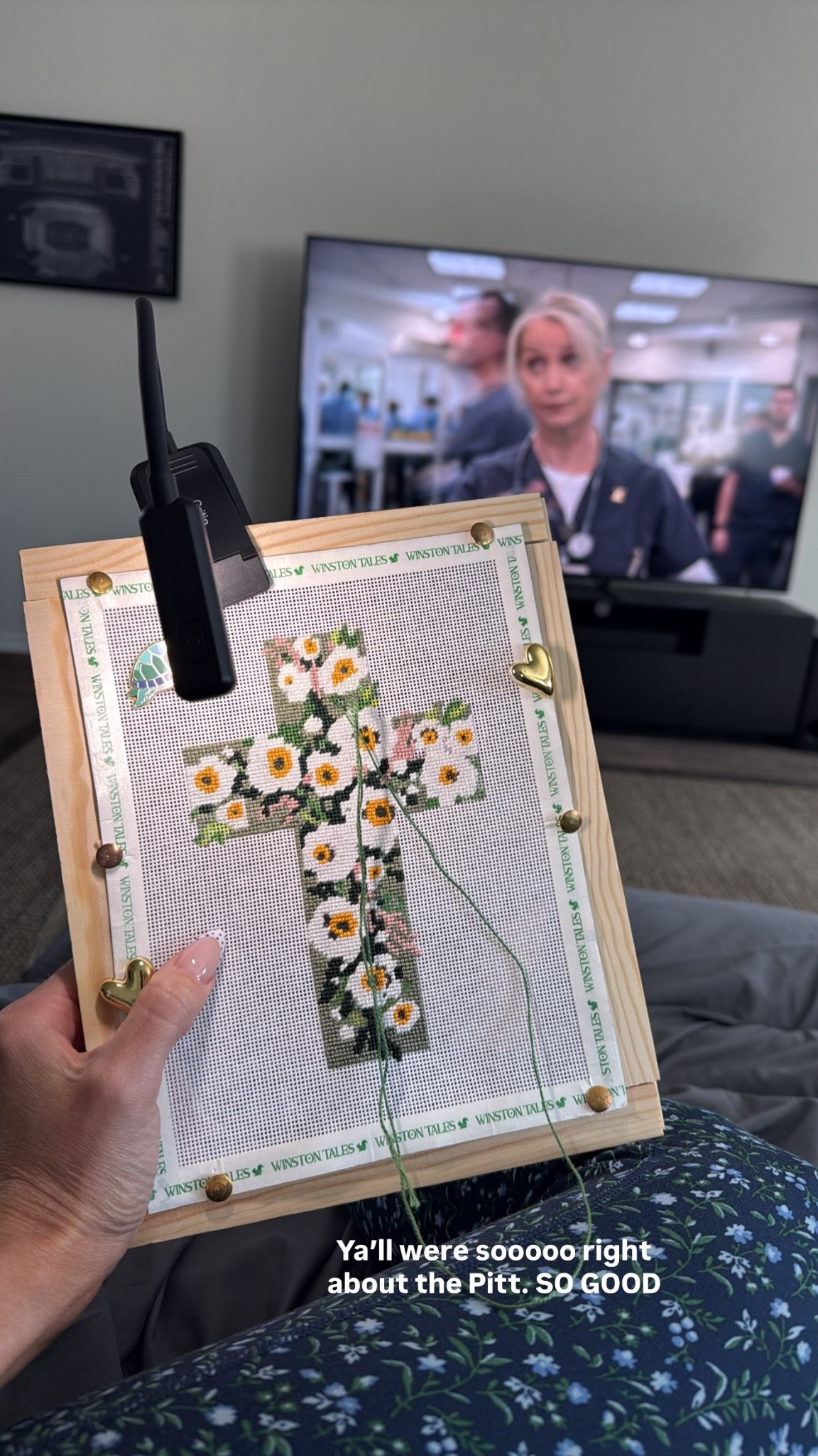 Needlepoint time while I watch the Pitt!  

 

#LTKdayinmylife #LTKselfcare