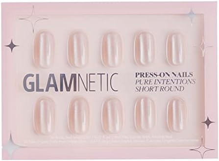 Glamnetic Press On Nails - Pure Intentions | Glossy, Semi-Transparent, Short Round Nails, Reusable | | Amazon (US)