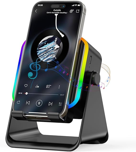 Wireless Induction Portable Bluetooth Speaker - 4 in1 Bluetooth Speaker Phone Stand with Colorful... | Amazon (US)