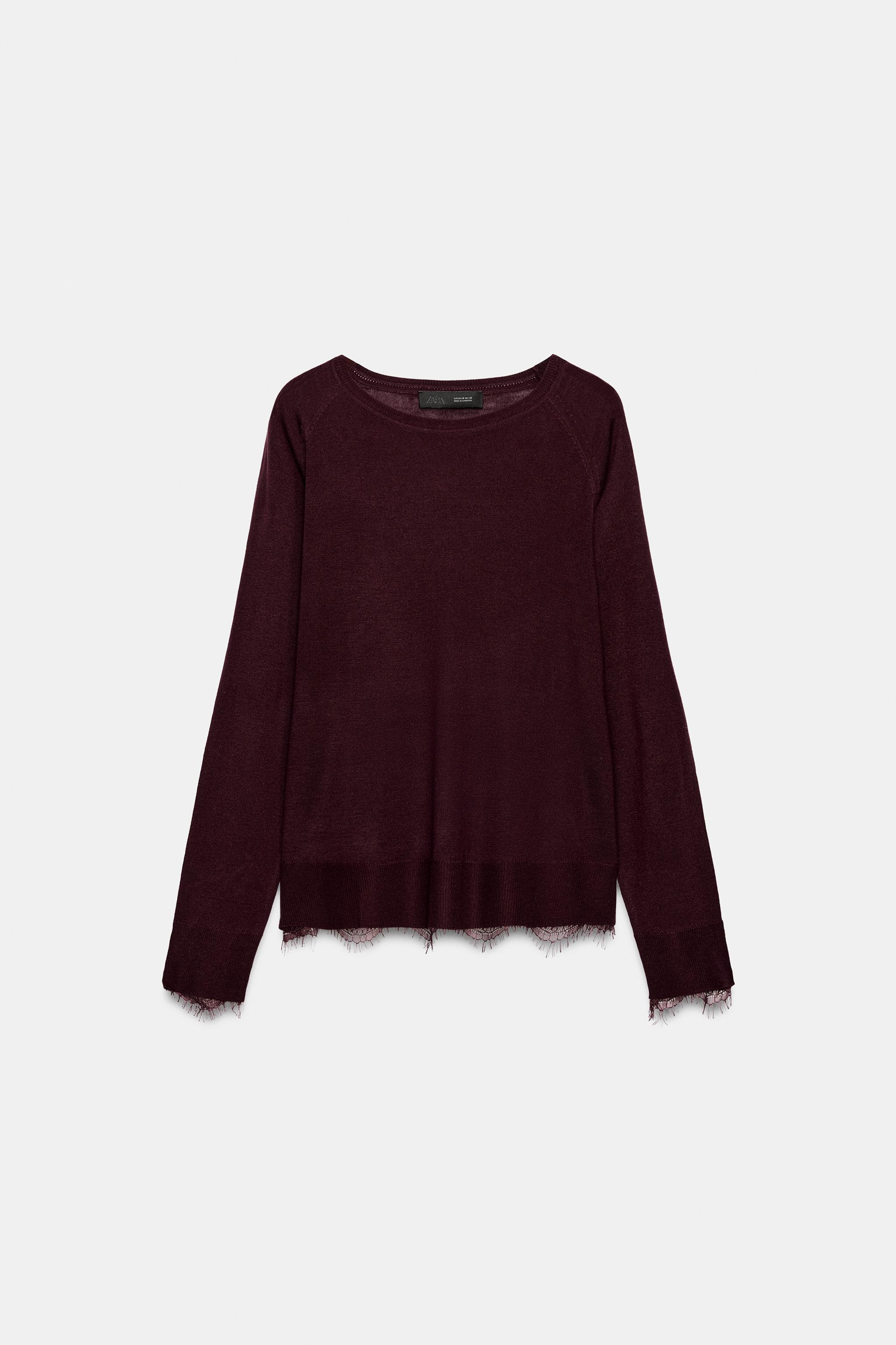 DescriptionCompositionMeasurementsLong sleeve jumper with a round neck. Featuring matching lace d... | Zara AU