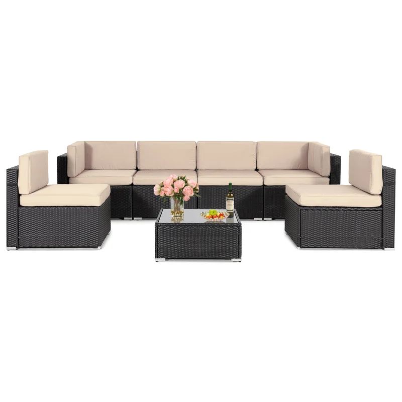 Jovahny Wicker/Rattan 6 - Person Seating Group with Cushions | Wayfair North America