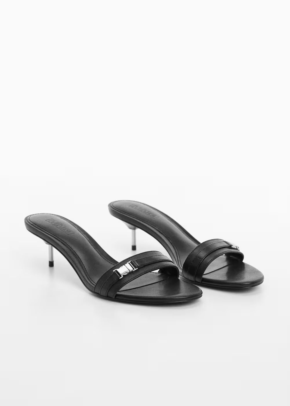 Leather sandals with metallic heel -  Women | Mango USA | MANGO (US)