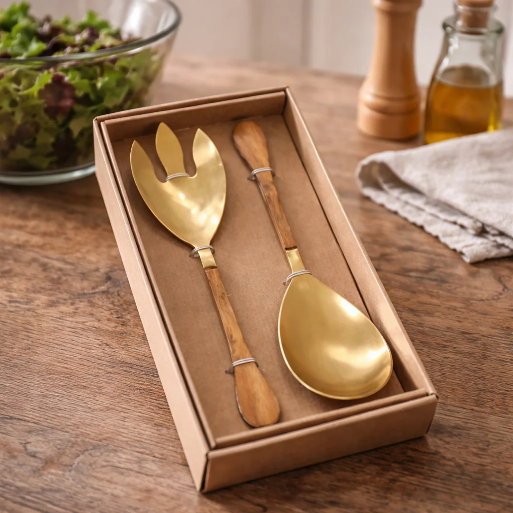 Gold Stainless Steel Salad Server Set | luxe bCO