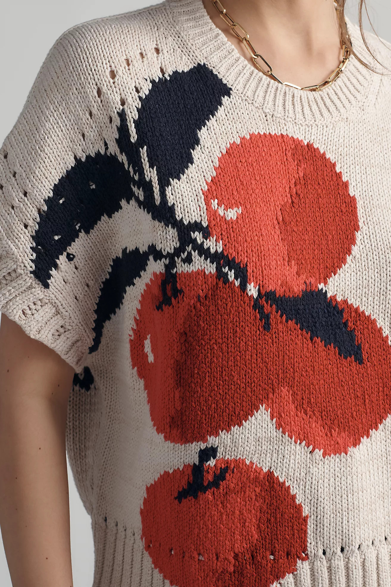 Maeve Short-Sleeve Crew-Neck Veggie Motif Graphic Sweater | Anthropologie (US)