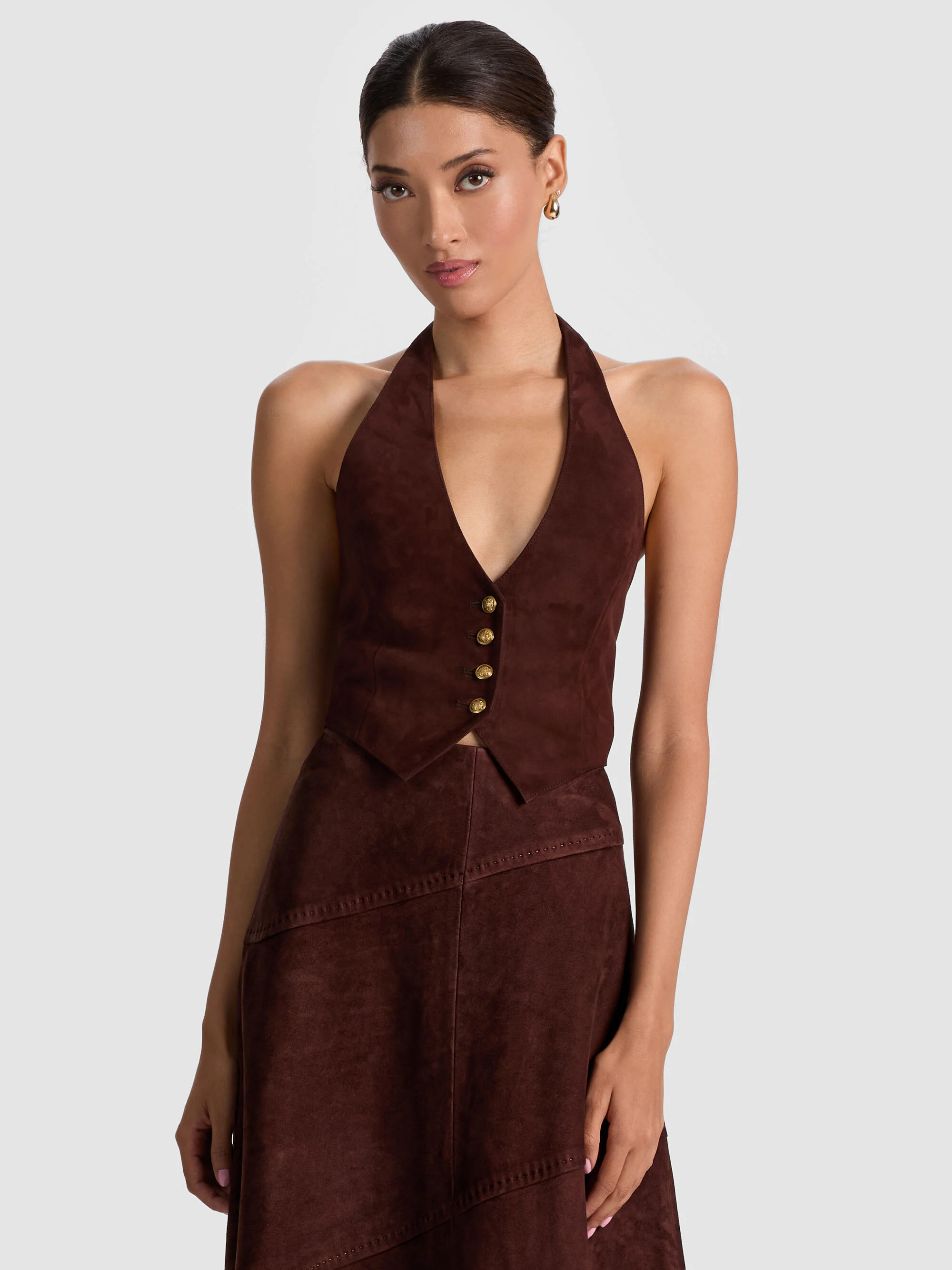 CROSBY SUEDE VEST | Alice + Olivia