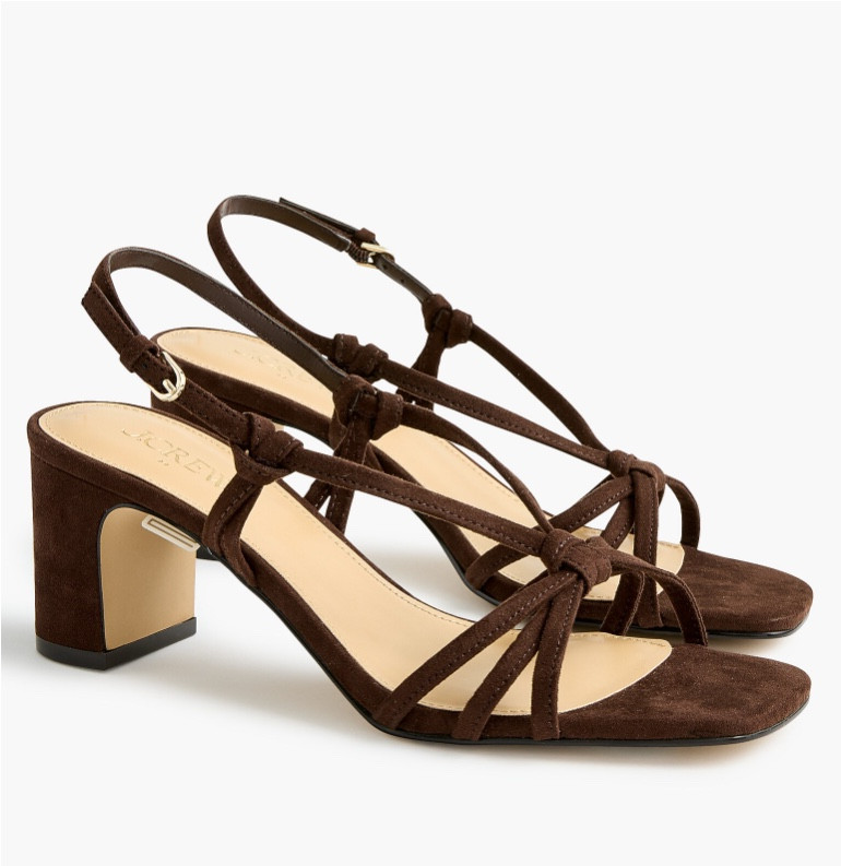 Strappy heeled sandals - available in chocolate brown suede and gold metallic! 
Brown heeled sandals
Gold heeled sandals 

#LTKSeasonal #LTKSaleAlert