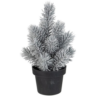 Northlight 8.5" Silver Potted Glittered Artificial Mini Pine Christmas Tree - Unlit | Target