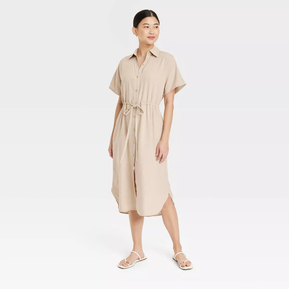 Women's Short Sleeve Linen Midi Shirtdress - A New Day™ | Target