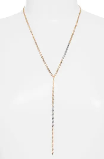 Two-Tone Curb Chain Y Necklace | Nordstrom