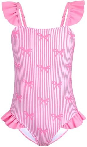 DAXIANG Girls One Piece Ruffle Strap Swimsuit Quick Dry Mermaid Swimwear Beach Sport Bathing Suit... | Amazon (US)