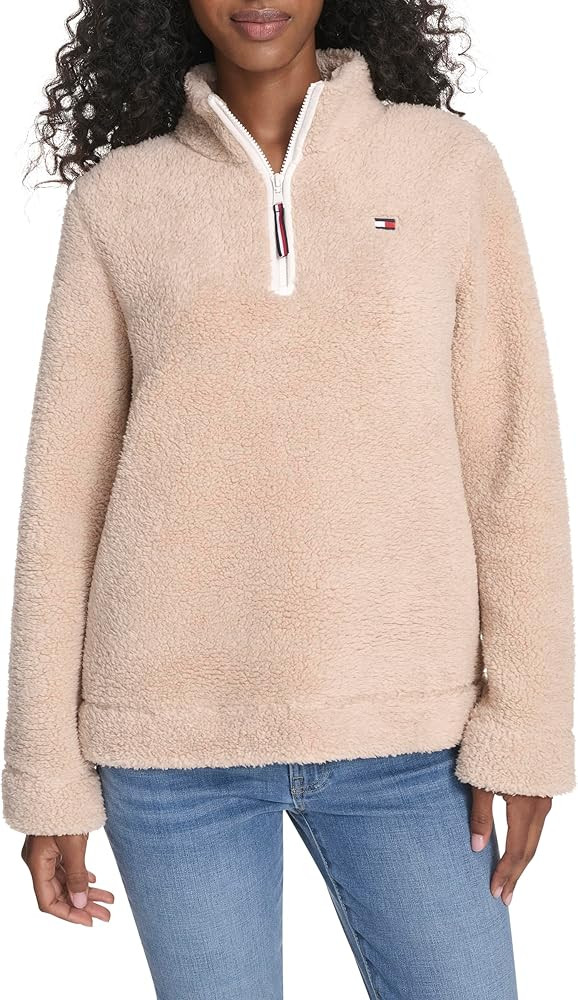 Tommy Hilfiger Women's 1/4 Zip Mockneck Sherpa Soft Pullover | Amazon (US)