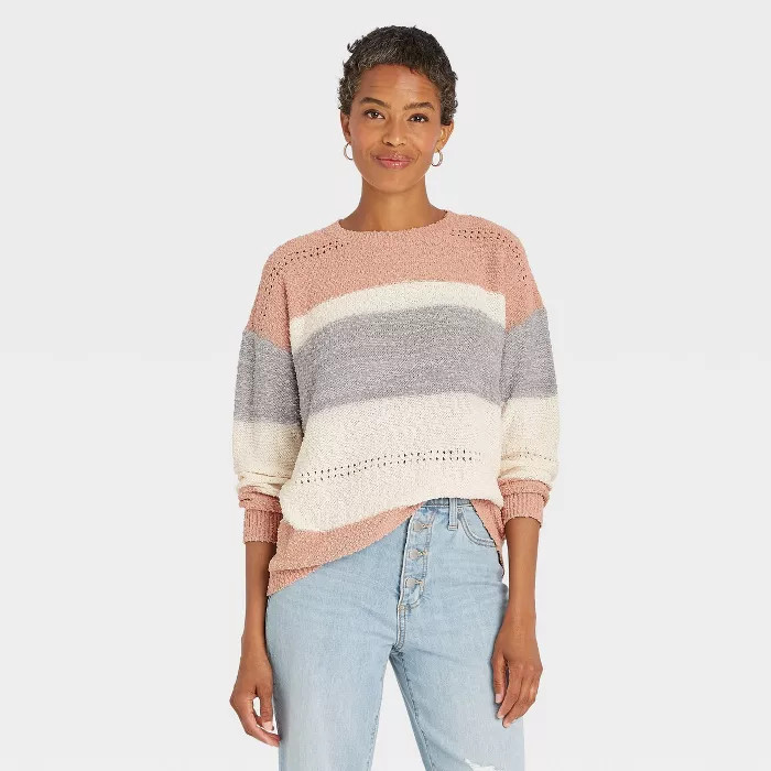 Women's Striped Long Sleeve Pullover Sweater - Knox Rose™ | Target