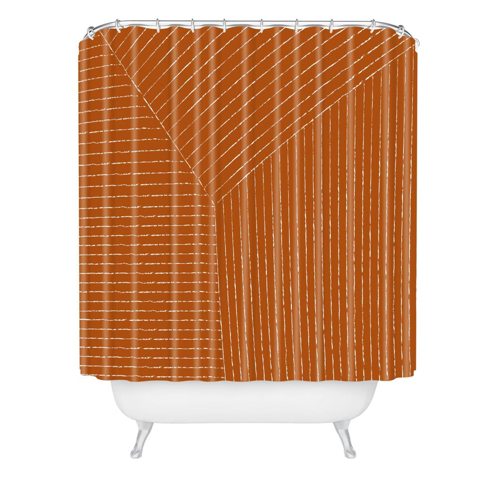 Summer Sun Home Art Lines Shower Curtain Rust - Deny Designs | Target