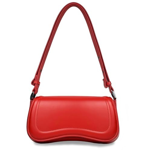 YDSIII Red Shoulder Bag, Women's Vintage Vegan Leather Shoulder Purse with Adjustable Strap | Amazon (US)