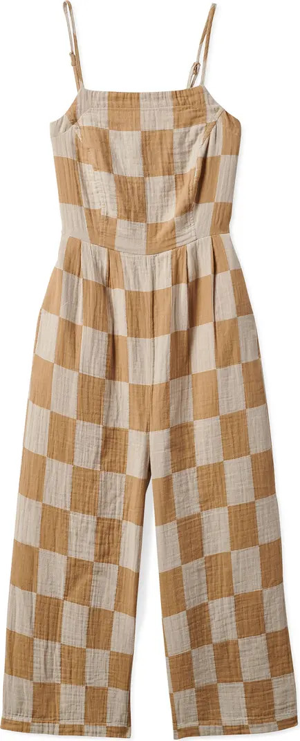 Mykonos Checkerboard Wide Leg Cotton Jumpsuit | Nordstrom