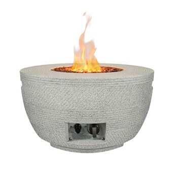KANTE Kante 25 Inch Wide Round Biondo Grigio Concrete and Metal Outdoor Eco-Friendly Smokeless 50... | Lowe's
