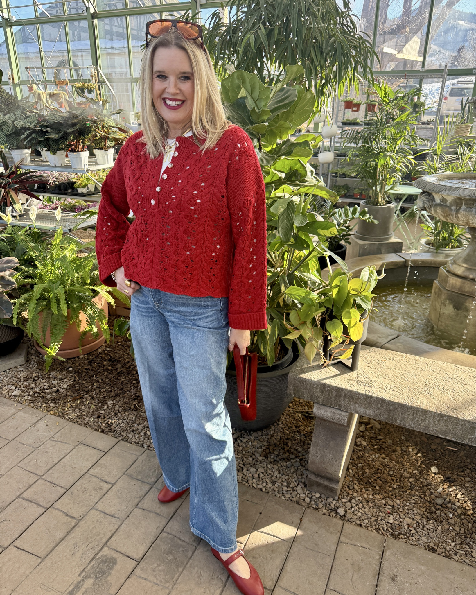 ❤️ outfit of the Day❤️
⚠️Codes & sales

Over 40 Style
Elevated 
Jeans & sweater outfit inspo✔️

Perfect for everyday or to wear on Valentines Day

A mix of Amazon finds and Splurge items you’ll love and wear on repeat!

Amazon find button detail sweater, fits tts in a med

Amazon find- White Pumiey tank top, the perfect layer or to wear alone, fit tts 

Amazon find- 2 pack sunglasses inspired by ToM ford 

Splurge- Red Laudi Vindi leather bag

Splurge- NEW launch Spanx wide leg high waisted denim jeans fit tts in a med
⚠️Use code Deardarcyxspanx to save 15% 

Splurge- Red leather Mary Jane’s by Madewell
This color sold out, linked similar and similar price point

Splurge Heart necklace Allie & Bess ⚠️Use code DARCY20 to save 20% 

Lisi lurch heart earrings 




#LTKootd #LTKOver40 #LTKSaleAlert