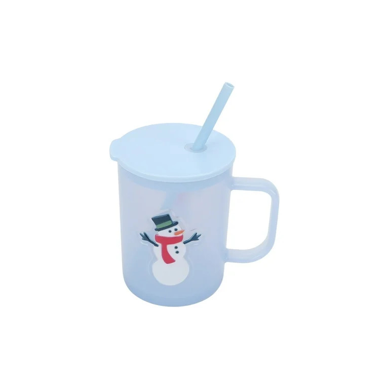 20 Ounce Light Blue Frosted Acrylic Snowman Mug with Lid and Straw, by Holiday Time | Walmart (US)