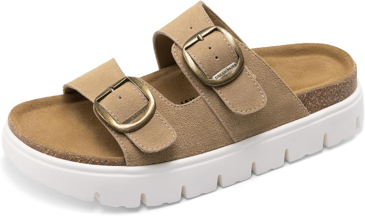 DREAM PAIRS Women's Platform Sandals Wedge Chunky Heel Slip-on Comfort Slides with Arch Support C... | Amazon (US)