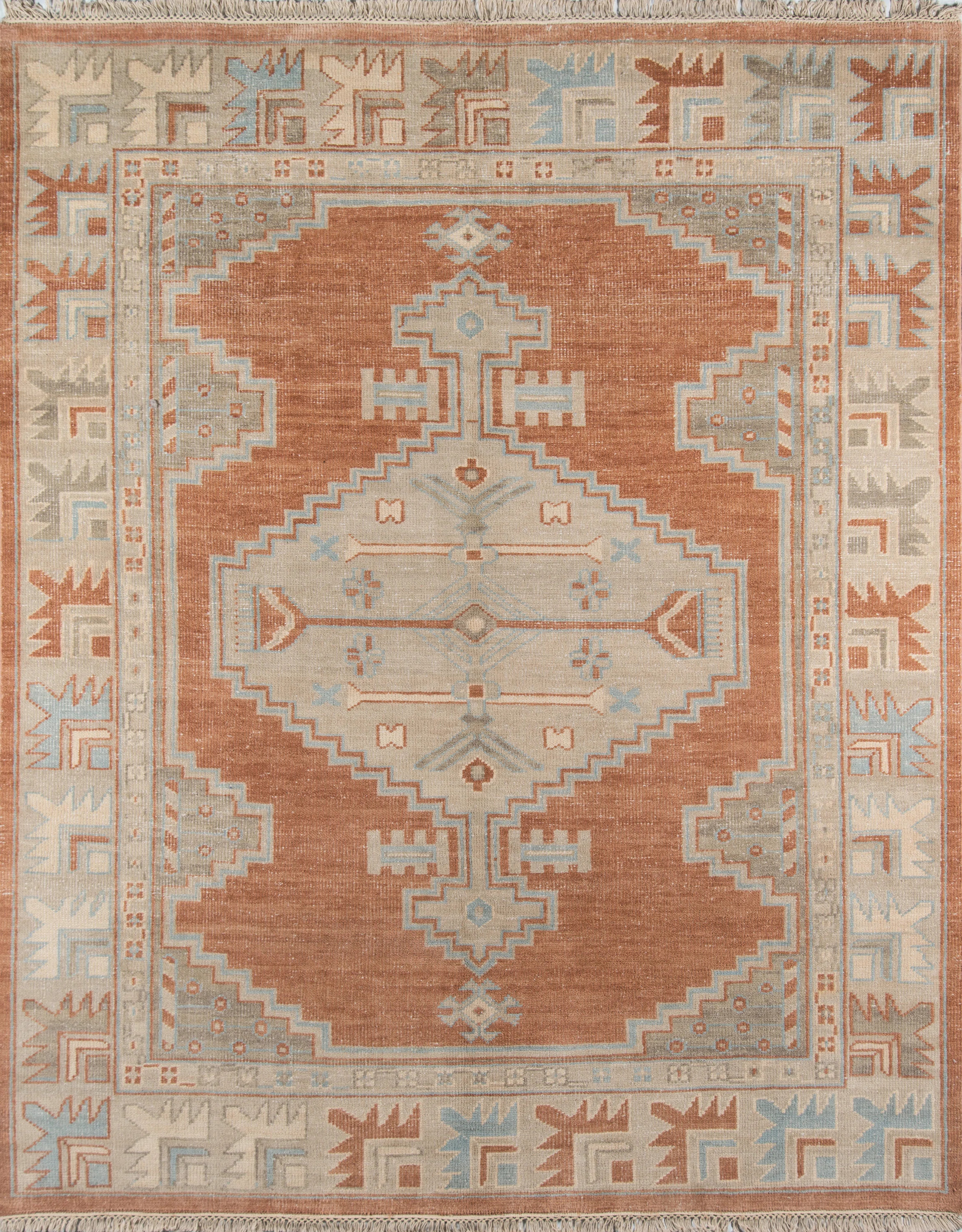 Erin Gates by Momeni Oriental Hand-Knotted Wool Rust/Ivory/Blue Area Rug | Perigold | Perigold