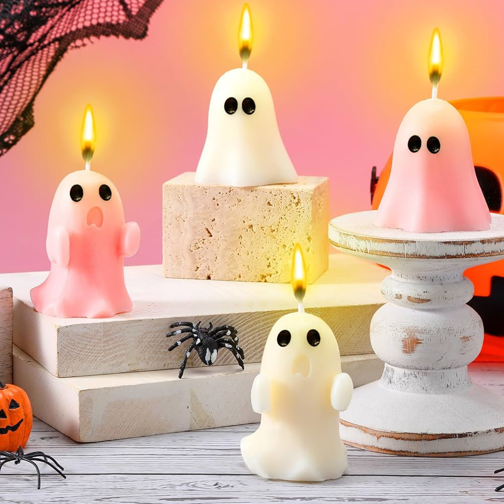 4 Pieces Large Pink Ghost Candles Scented Candles Candles Spooky Candles Goth Gifts for Decor Hom... | Amazon (US)