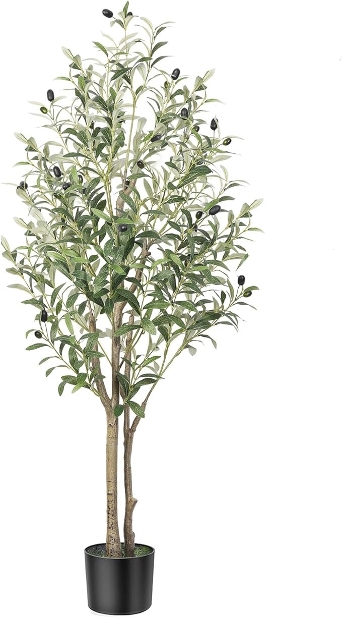 Artificial Olive Tree 3FT Tall Faux Silk Plant(36" in), Indoor Fake Olive Tree with Natural Wood ... | Amazon (US)