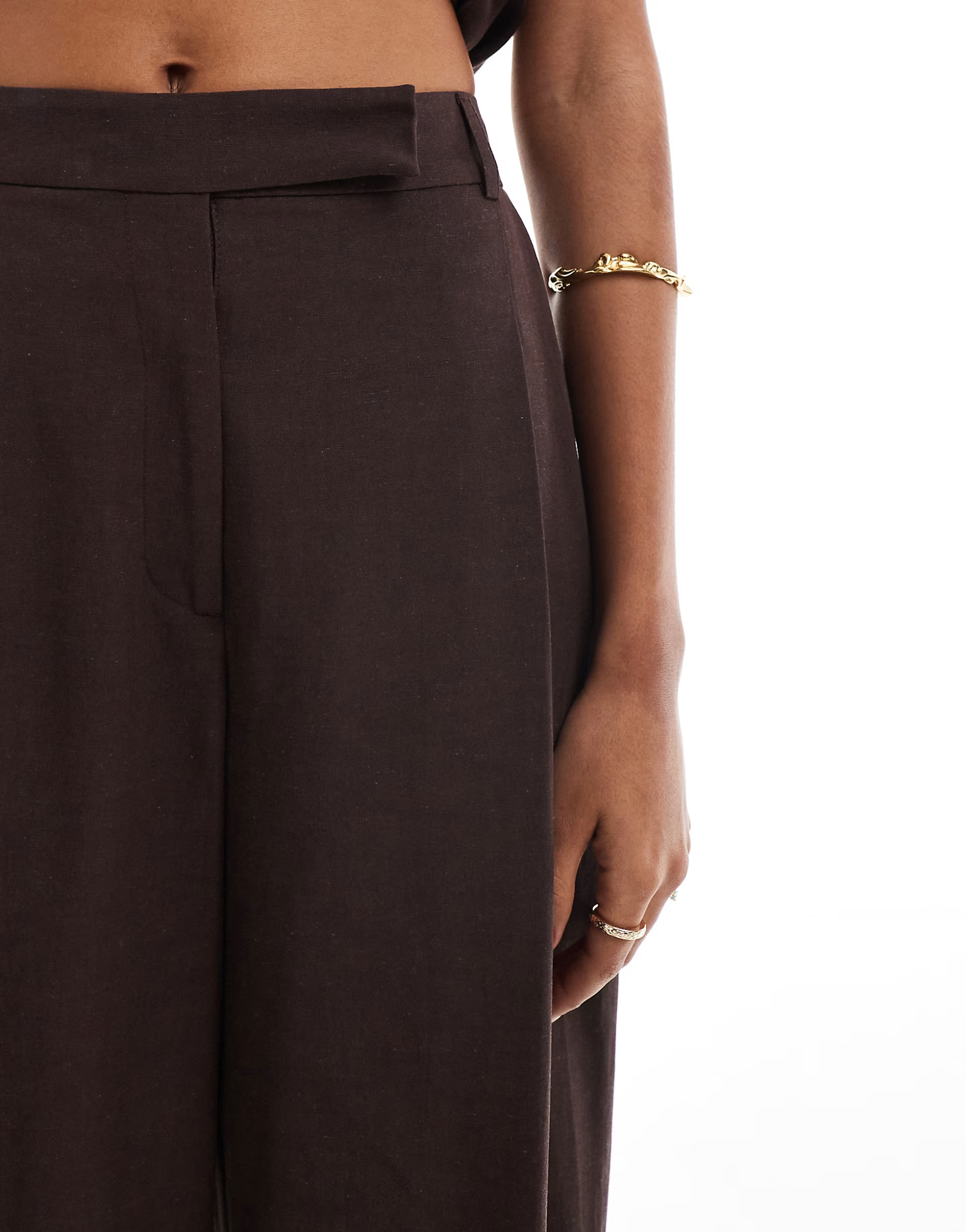 ASOS DESIGN linen blend tailored wide leg trouser in chocolate | ASOS | ASOS (Global)