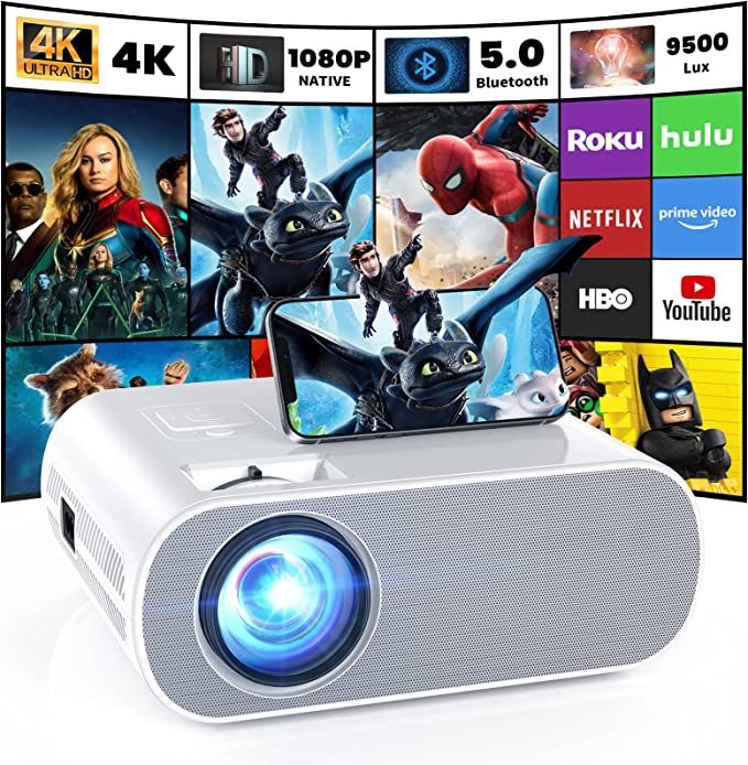 HOMPOW Projector, Native 1080P Full HD Bluetooth Projector with Speaker, 9500 Lumens Outdoor Port... | Amazon (US)