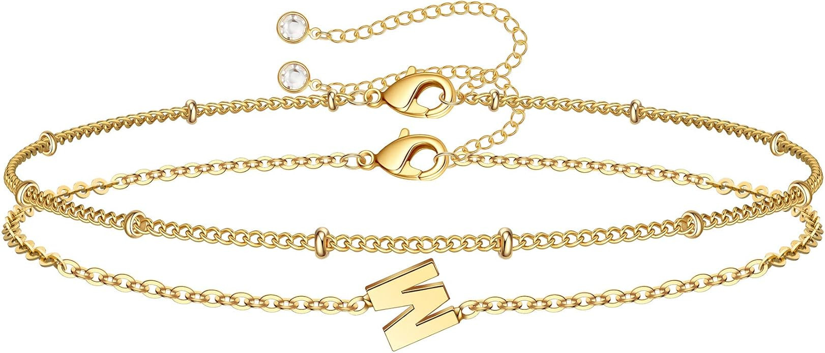 Valentines Day Gifts for Her Women - Layered Initial Bracelets Gift Letter A-Z Charm, Dainty 14K ... | Amazon (US)