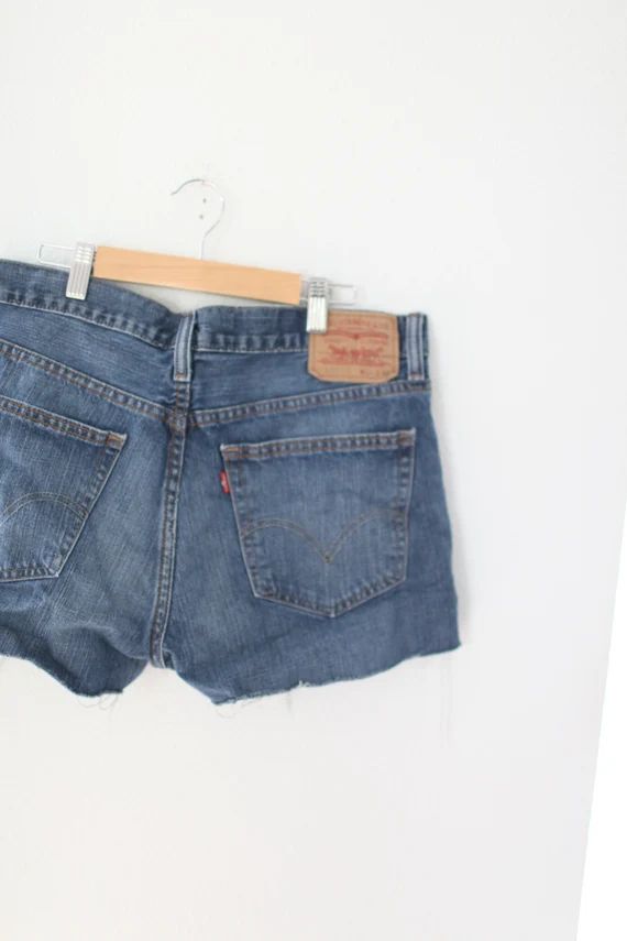 vintage distressed cut off levis   jean shorts 34 #0728 | Etsy (US)