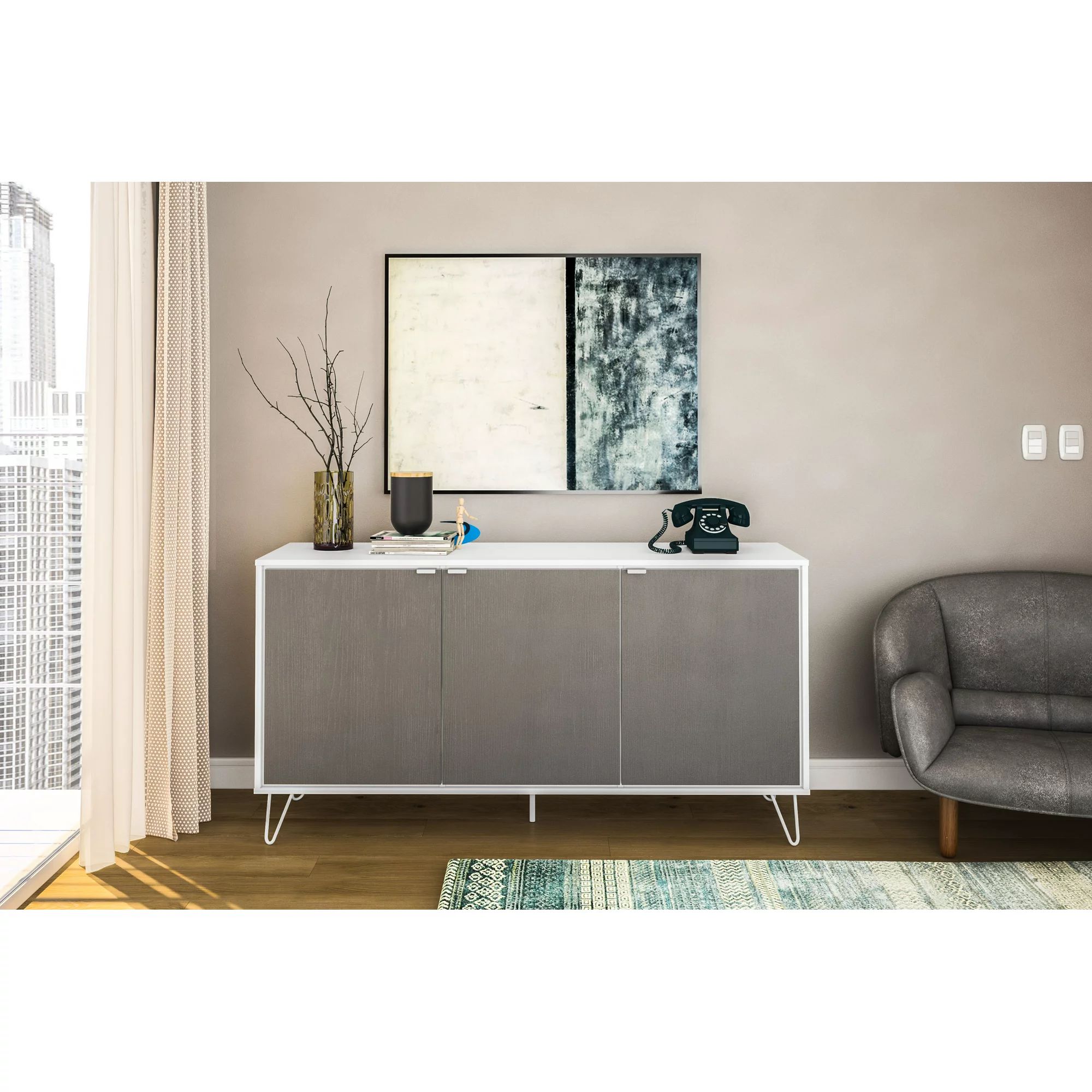 Polifurniture Oakland Sideboard, Grey and White | Walmart (US)