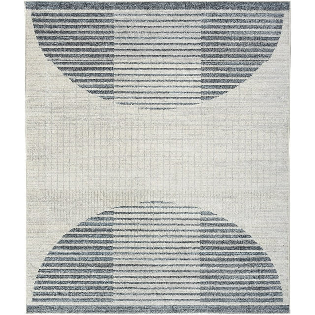 Nourison Astra Machine Washable Geometric Ivory Blue 7'10" x 10' Area Rug (8x10) | Walmart (US)