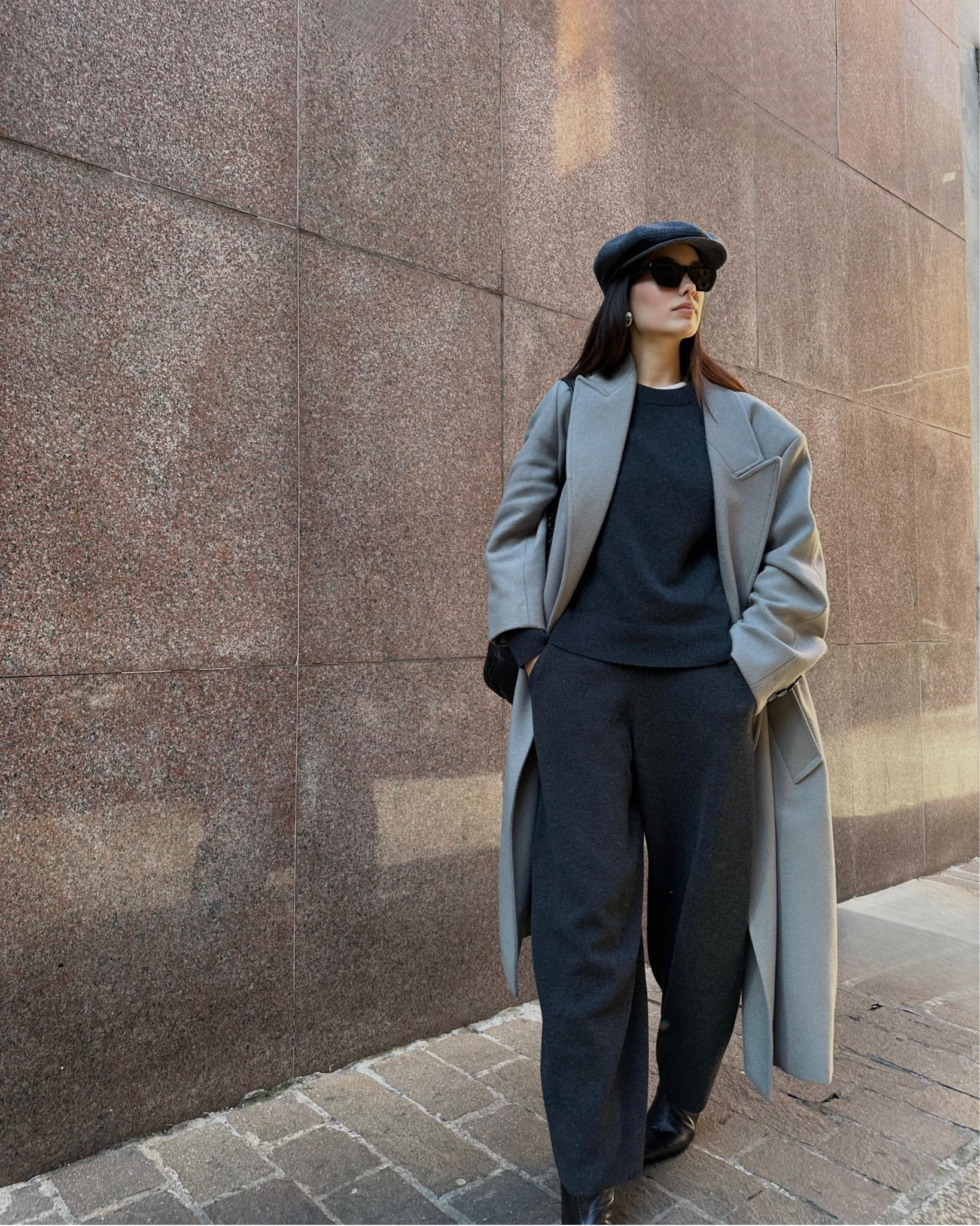 Wool matching set and gray wool coat