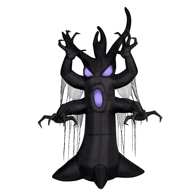 Inflatable Black Halloween Tree with Purple Face, 12' | At Home