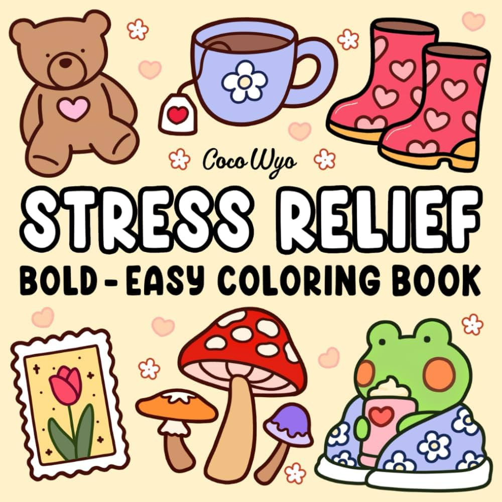Stress Relief: Coloring Book for Adults and Kids, Bold and Easy, Simple and Big Designs for Relax... | Amazon (CA)