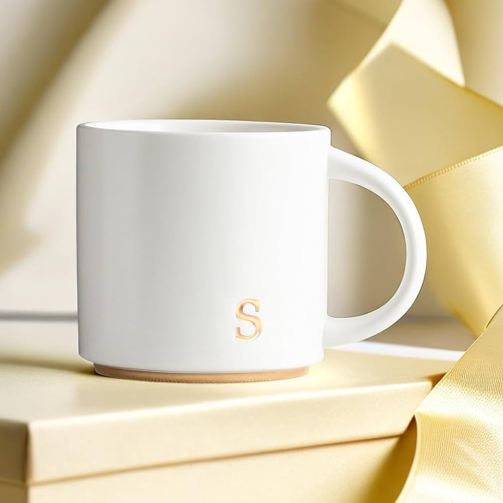 Amazon.com: COLLECTIVE HOME - Monogram Ceramic Mugs, 15 oz Golden Initial Coffee Cups, Elegant Al... | Amazon (US)