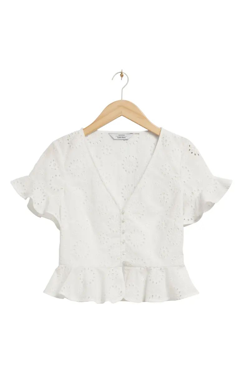 Broderie Anglaise Cotton Peplum Blouse | Nordstrom