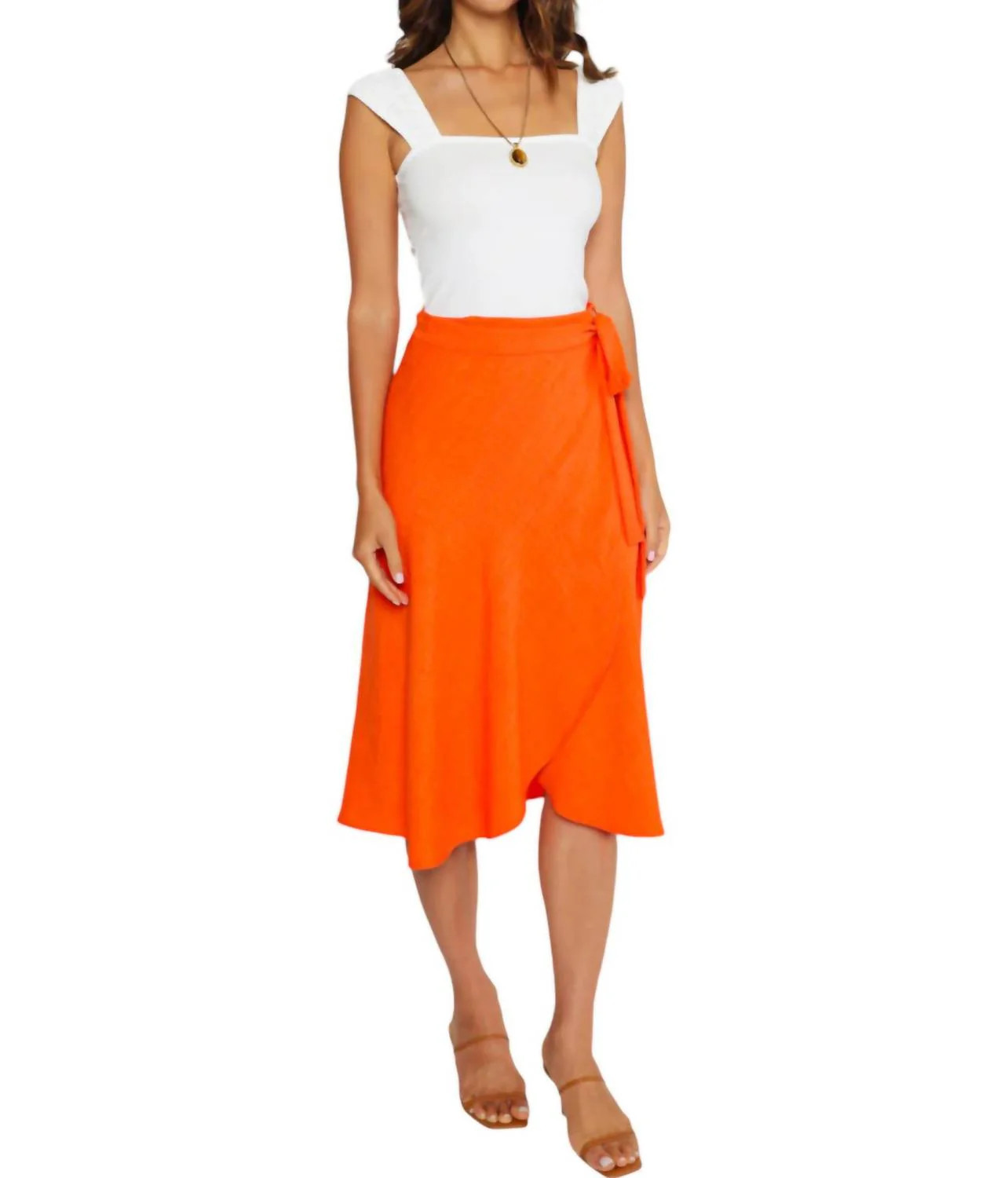 Cora Wrap Skirt In Orange | Shop Simon