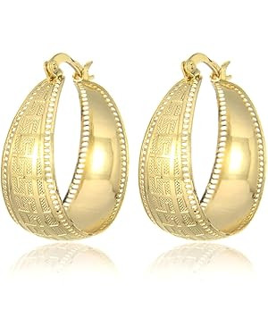 LANG XUAN 18K Gold Plated Hoop Earrings for women Trendy Twisted Huggie Hoops Earrings Lightweigh... | Amazon (US)
