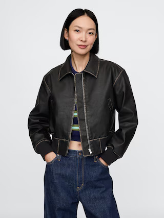 Vegan Leather Bomber Jacket | Gap (US)