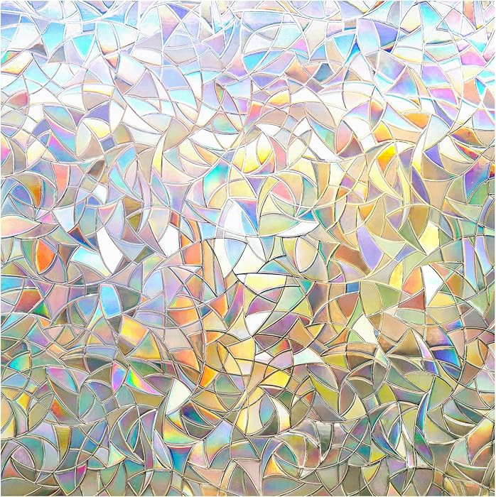 rabbitgoo Window Privacy Film Rainbow Film Decorative Window Sticker, 3D Static Stained Glass Cli... | Amazon (US)