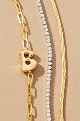 Bubble Letter Monogram Bracelets, Set of 2 | Anthropologie (US)