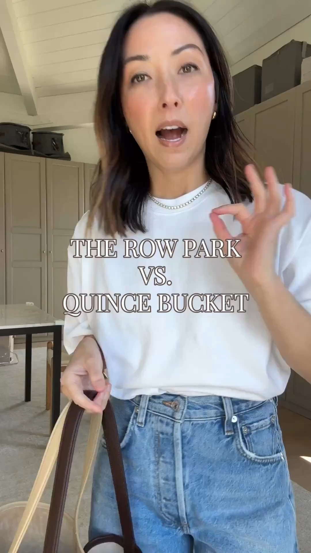 comparing the Quince bucket bag to the Row Park Medium size. Pebbled leather- very nice and stunning. Maybe slightly larger than the Park medium, but in a good way. Not overly large. Such a good find!!

#LTKPetite #LTKOver40 #LTKmomlife