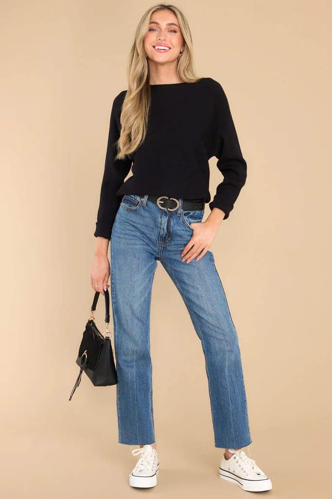 Same Old Song Black Sweater | Red Dress 