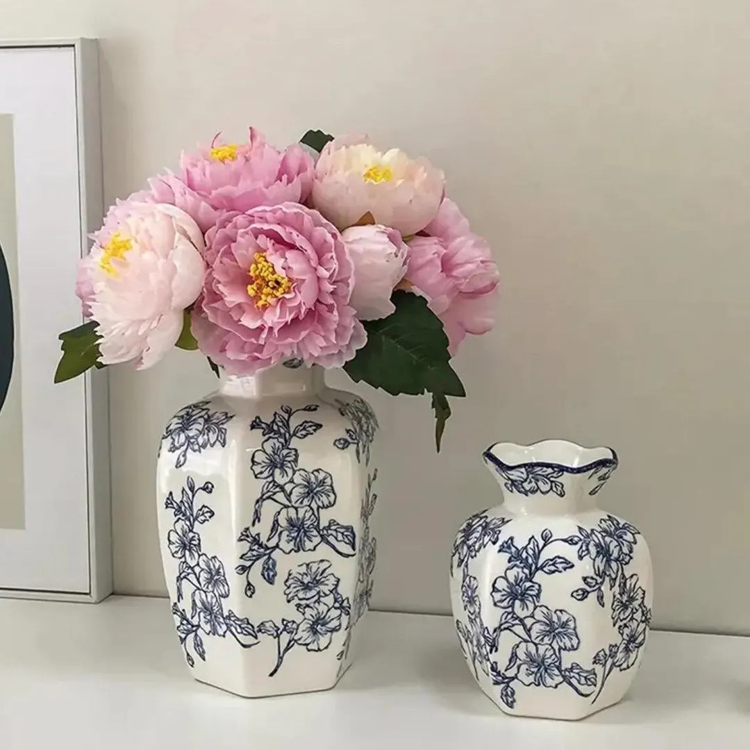 Handmade Chinese Blue and White Porcelain Vase: Retro Home Decor | Etsy (US)