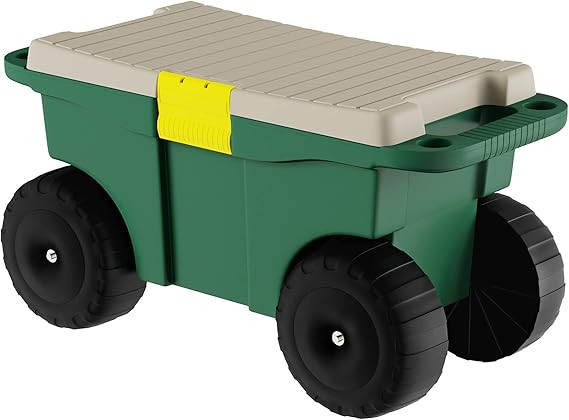 Garden Cart Utility Wagon – Rolling Storage Bin with Bench Seat and Interior Tool Tray – Gard... | Amazon (US)