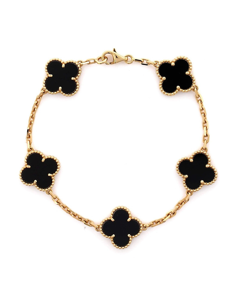 Pre-Owned Van Cleef & Arpels Vintage Alhambra 5 Motifs Bracelet 18K Gold and Onyx | Bloomingdale's (US)