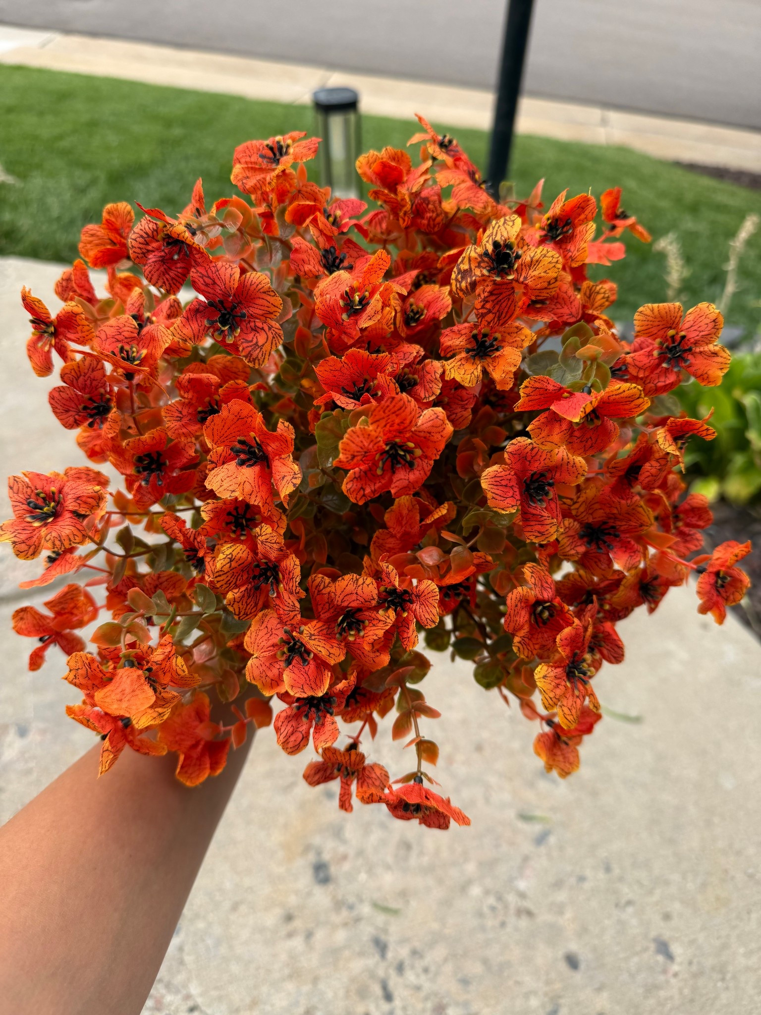 Faux mums for fall. The perfect long lasting outdoor decorations! 

#LTKSeasonal #LTKHome #LTKFindsUnder50