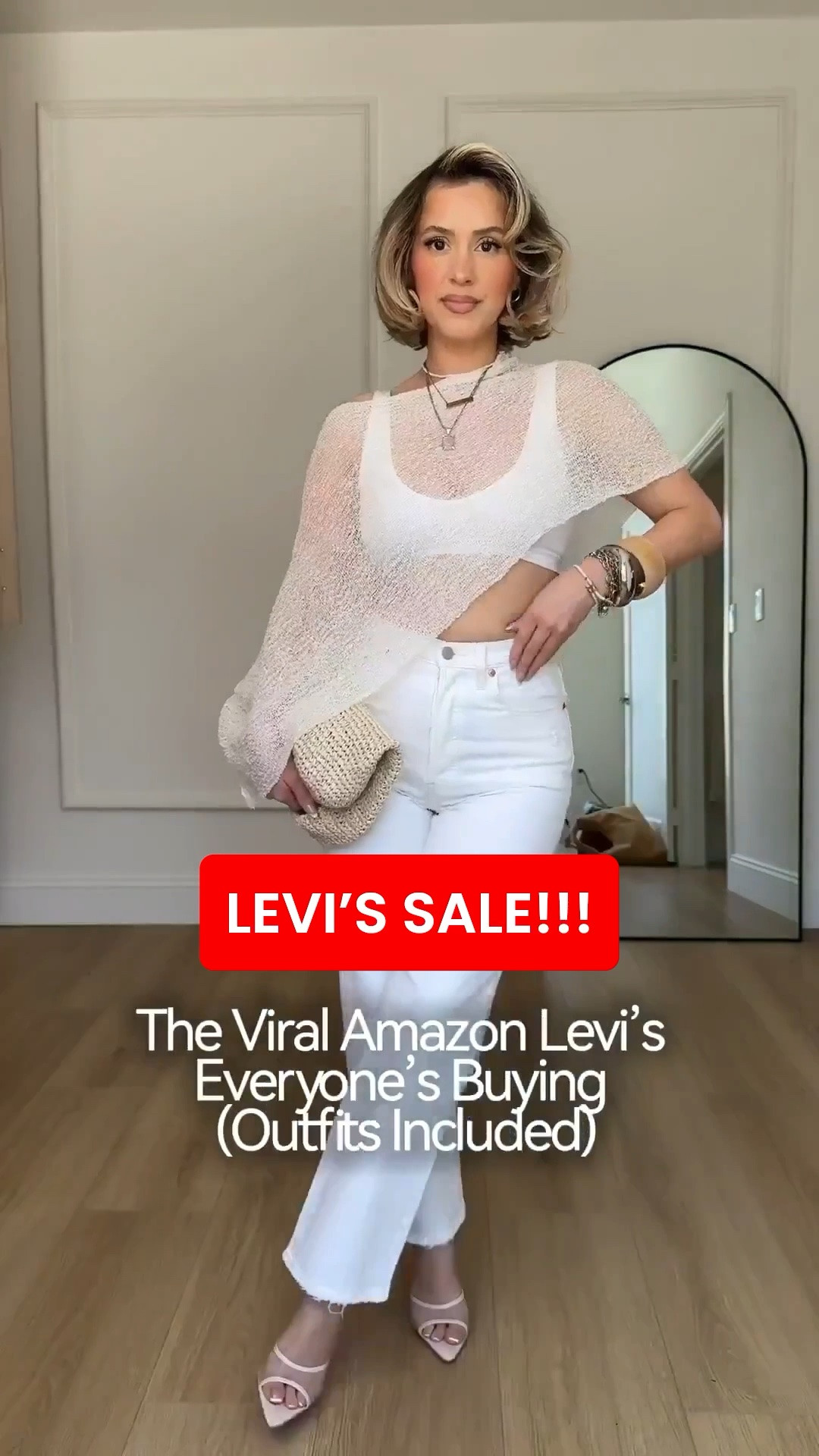 @Levi's SALE 🤩

Wearing small in all tops! 
✔️1st jeans: rib cage straight ankle jeans size 27 | color: cloud over white | some stretch! TTS

✔️2nd jeans: 94 baggy jeans size 28 in color New Blue | no stretch size up 

✔️3rd jeans: rib cage straight ankle jeans size 27 | color: jazz pop medium indigo | some stretch size up 

✔️4th jeans: cinch waist baggy jeans size 27 in color blank impact 

✔️5th jeans: 318 shaping jeans size 27 in color tall glass of water | amazing stretch