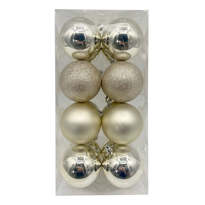 16-Count Champagne Mix Shatterproof Ornaments | At Home